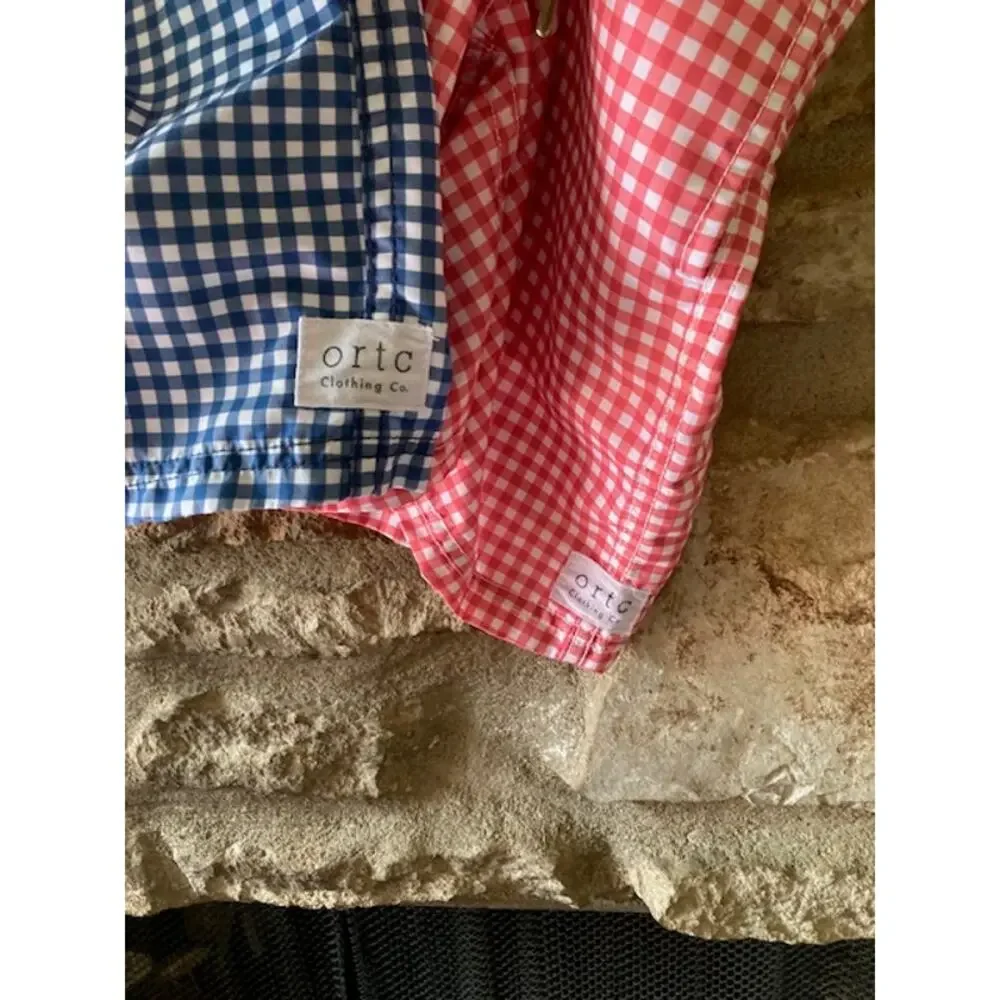 ORTC 2-Piece Short Set - Red & Blue Checkered Swim Shorts - Size L/34